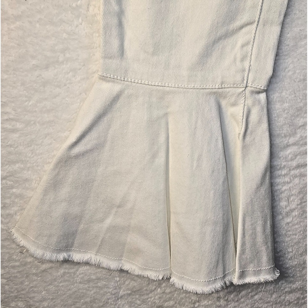 Womens White Raw Hem Flare Fairy Cottage Jean Cropped Small 28x26 Festival Indie - Picture 4 of 12
